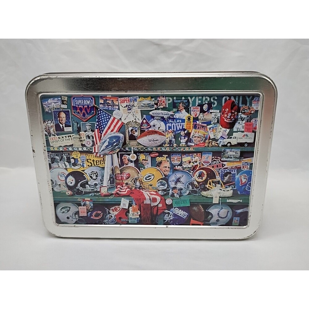 Team NFL Super Bowl XXV Commemorative Empty Tin 7" X 5" X 4"